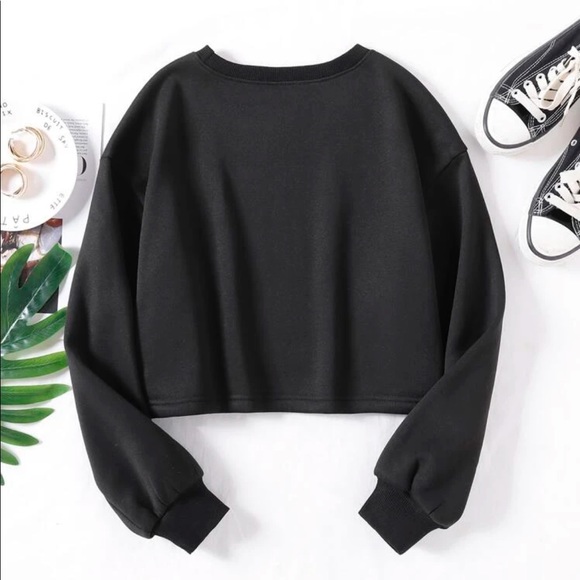 Shein Motorcycle Print Thermal Lined Crop Sweatshirt Medium - Picture 4 of 4